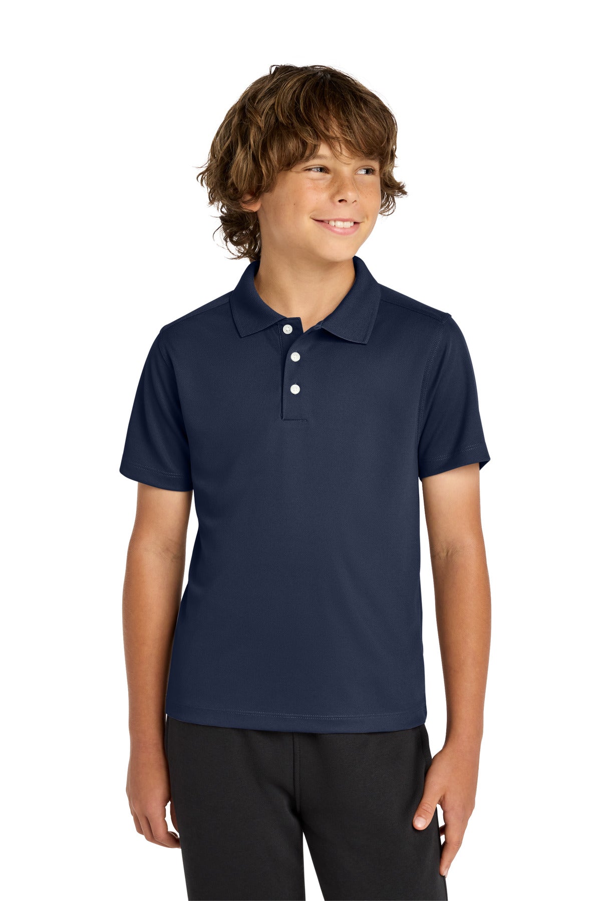 Custom True Navy Youth UV Micropique Polo YST740, personalized by SanCanDo Swag in Argyle, TX