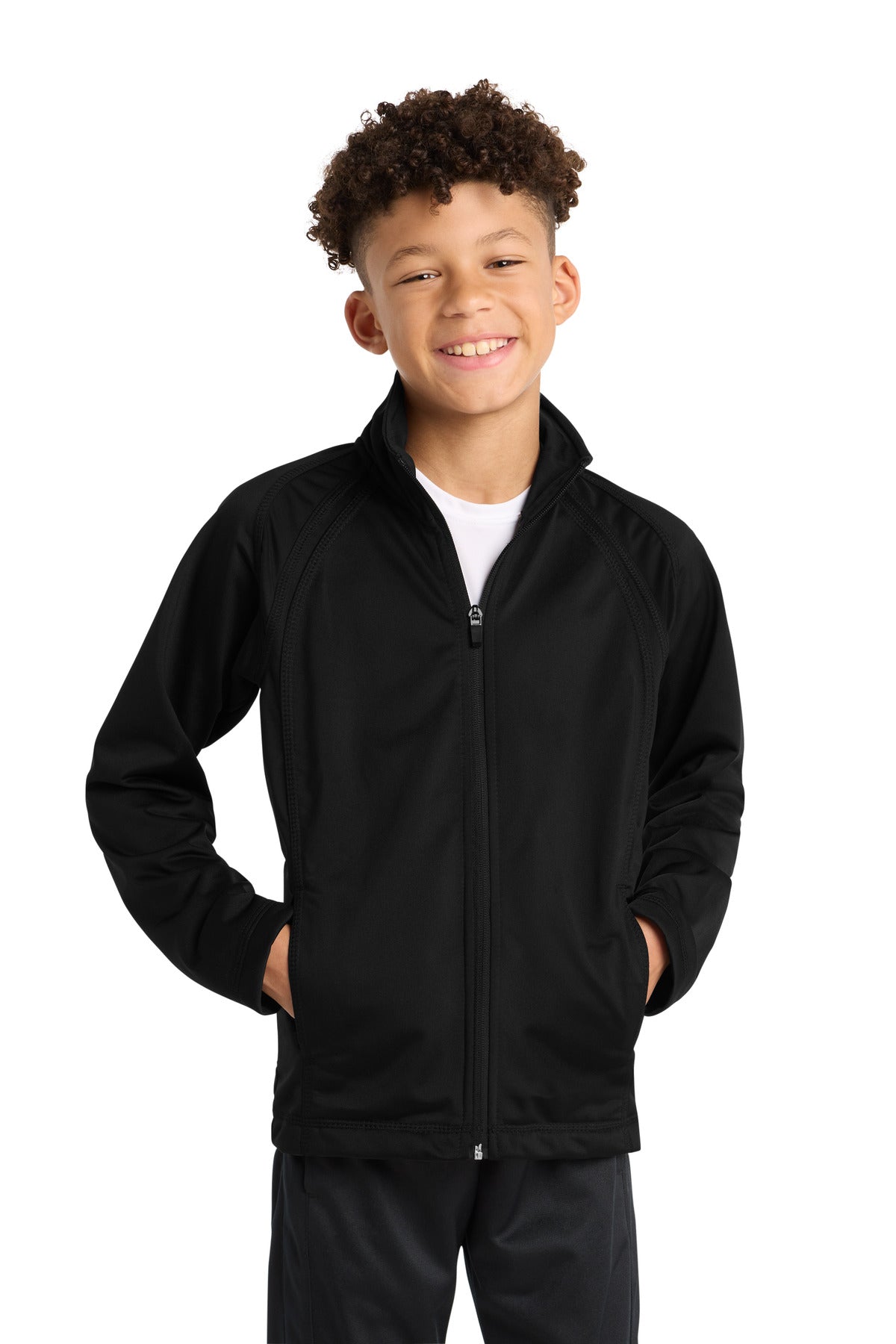 Custom Black/ Black Youth Tricot Track Jacket YST90, personalized by SanCanDo Swag in Argyle, TX