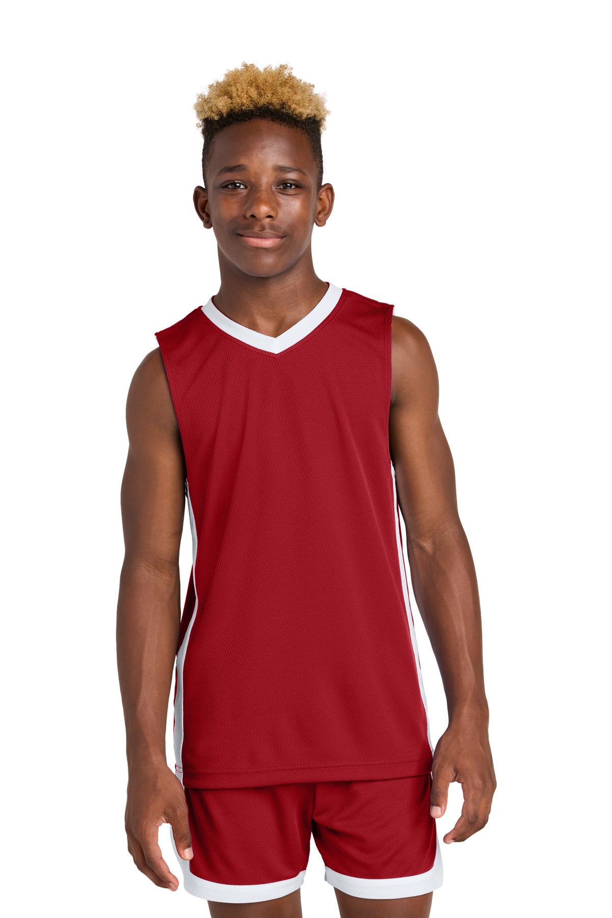 Custom Deep Red/ White Youth Rival Basketball Rev Jersey YST900, personalized by SanCanDo Swag in Argyle, TX