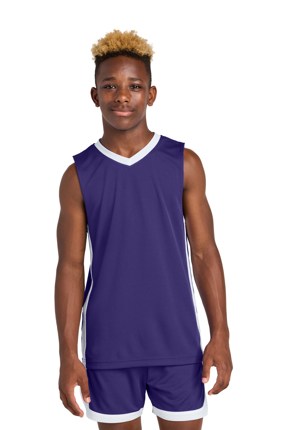 Custom Purple/ White Youth Rival Basketball Rev Jersey YST900, personalized by SanCanDo Swag in Argyle, TX