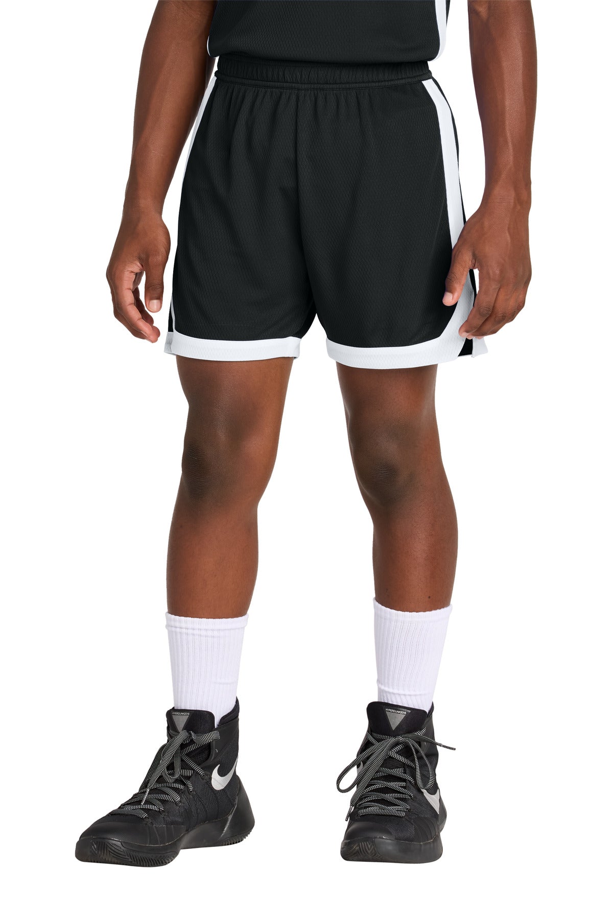 Custom Black/ White Youth Rival Basketball 5" Short YST901, personalized by SanCanDo Swag in Argyle, TX