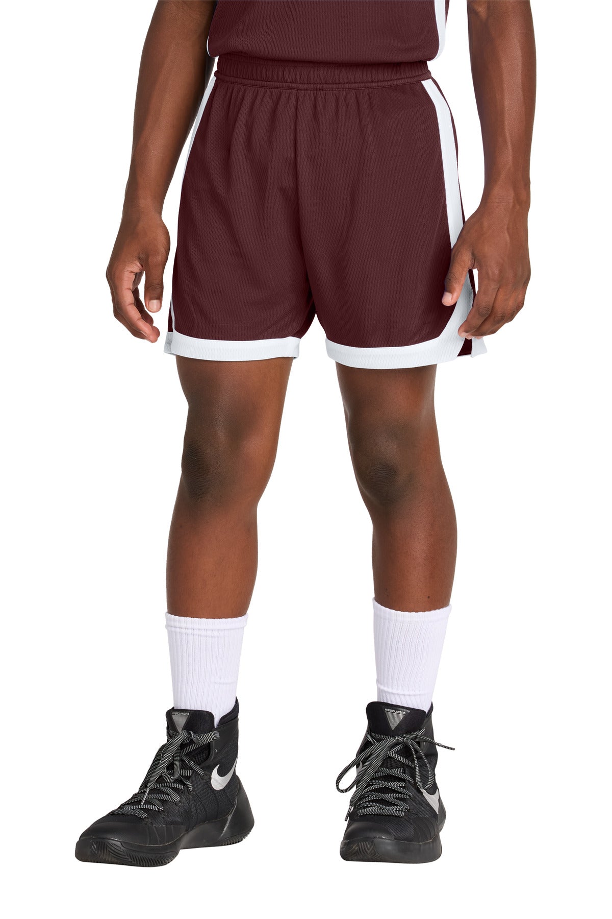 Custom Maroon/ White Youth Rival Basketball 5" Short YST901, personalized by SanCanDo Swag in Argyle, TX
