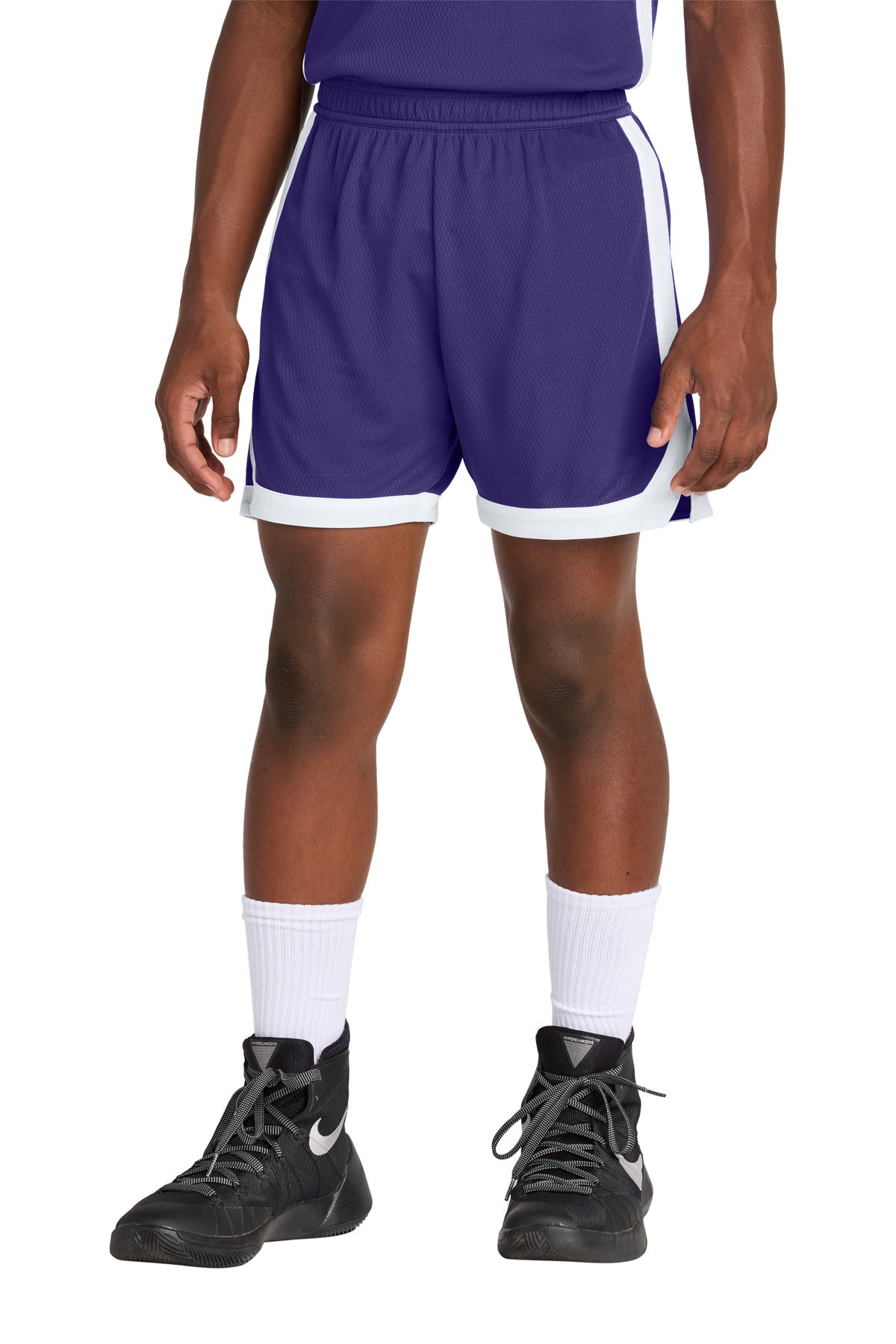Custom Purple/ White Youth Rival Basketball 5" Short YST901, personalized by SanCanDo Swag in Argyle, TX