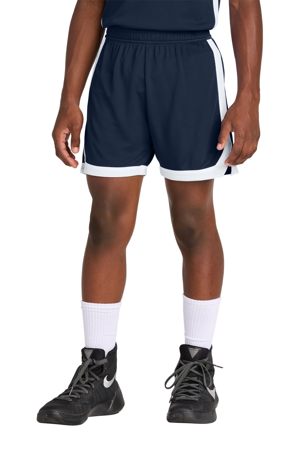 Custom True Navy/ White Youth Rival Basketball 5" Short YST901, personalized by SanCanDo Swag in Argyle, TX
