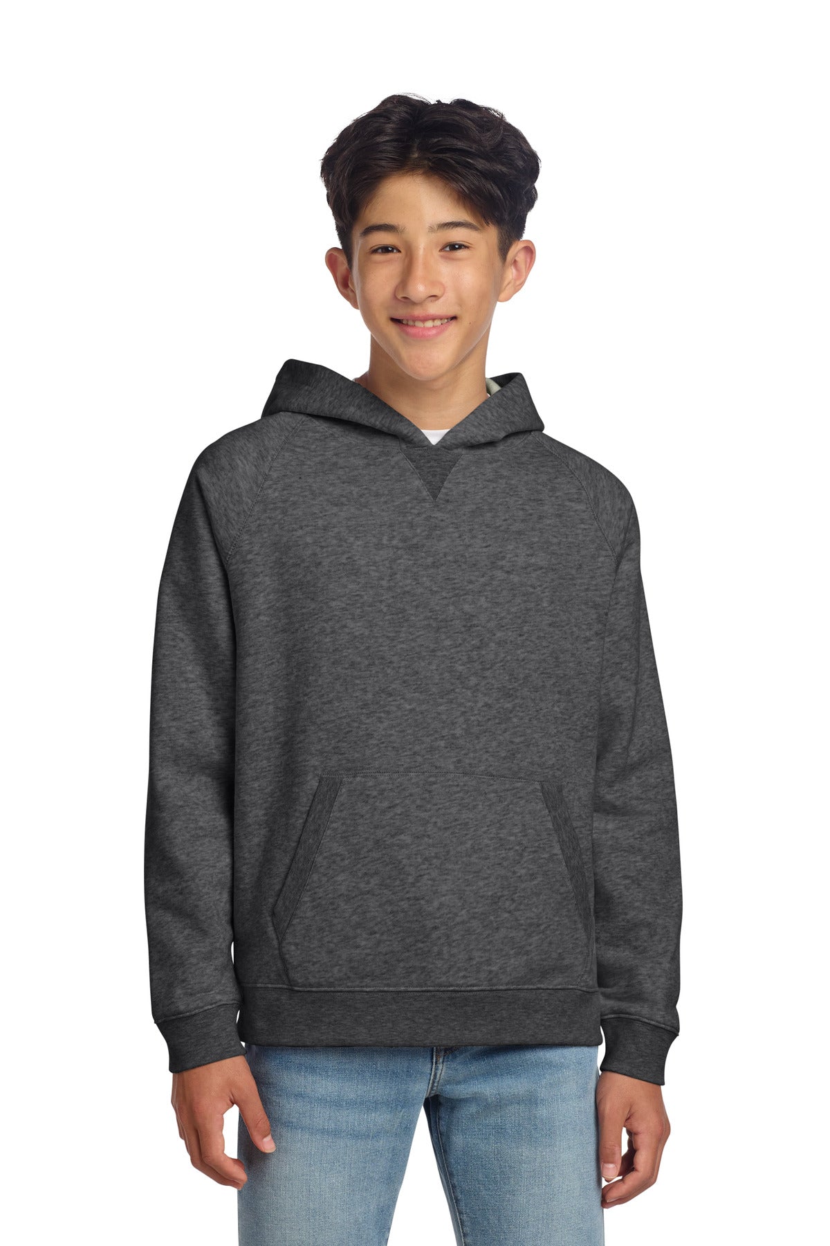 Custom Graphite Heather Youth Drive Fleece Pullover Hoodie YSTF200, personalized by SanCanDo Swag in Argyle, TX