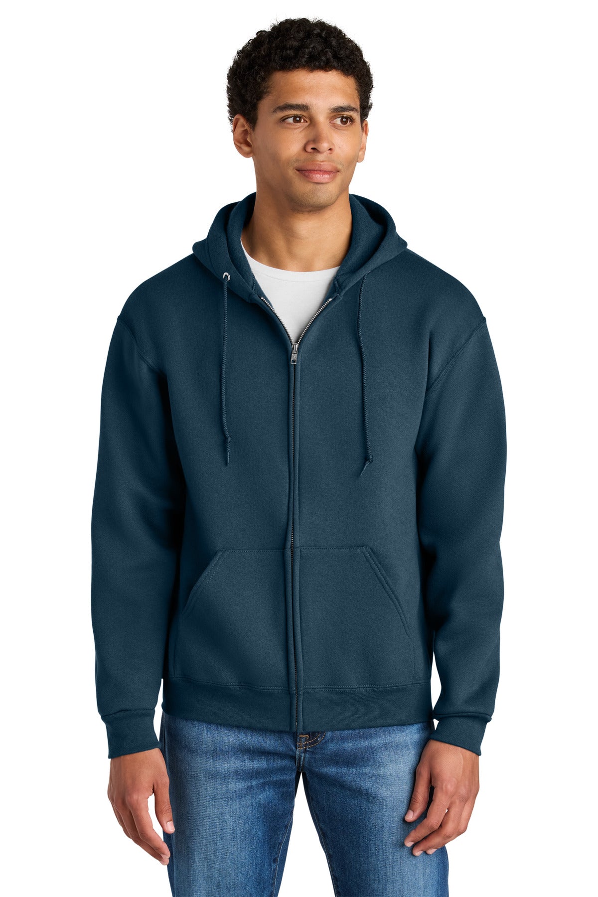 Custom Washed Navy Rugged Unisex Full-Zip Hoodie Z12M, personalized by SanCanDo Swag in Argyle, TX