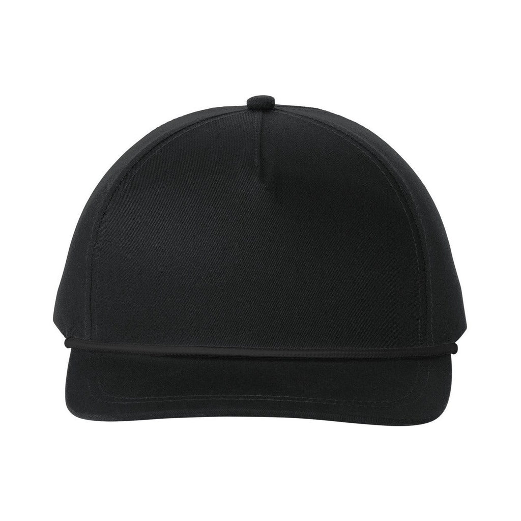 Custom Black/ Black Snapback Five-Panel Rope Cap C962, personalized by SanCanDo Swag in Argyle, TX
