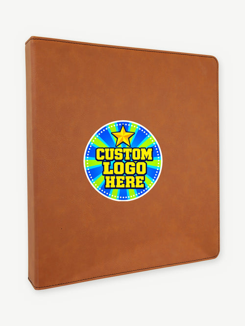 Custom 1" Leatherette 3-Ring Binder with Slant D-Rings - Rawhide (GFT1252) - example full-color UV logo print