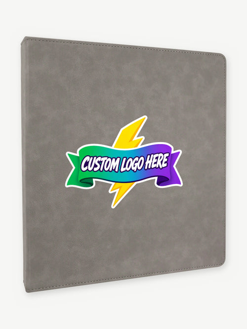 Custom 1" Leatherette 3-Ring Binder with Slant D-Rings - Gray (GFT1253) - example full-color UV logo print
