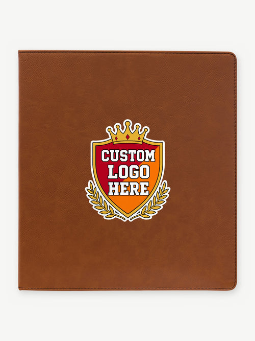 Custom 2" Leatherette 3-Ring Binder with Slant D-Rings - Rawhide (GFT1342) - example full-color UV logo print