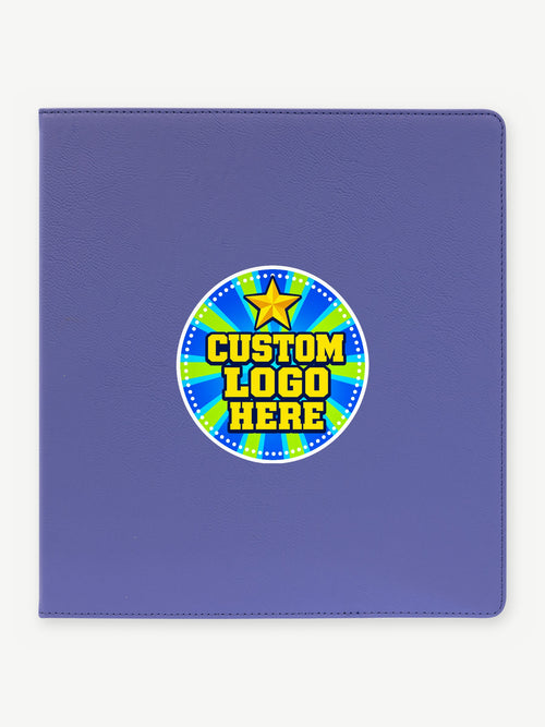 Custom 2" Leatherette 3-Ring Binder with Slant D-Rings - Purple/Black (GFT1348) - example full-color UV logo print