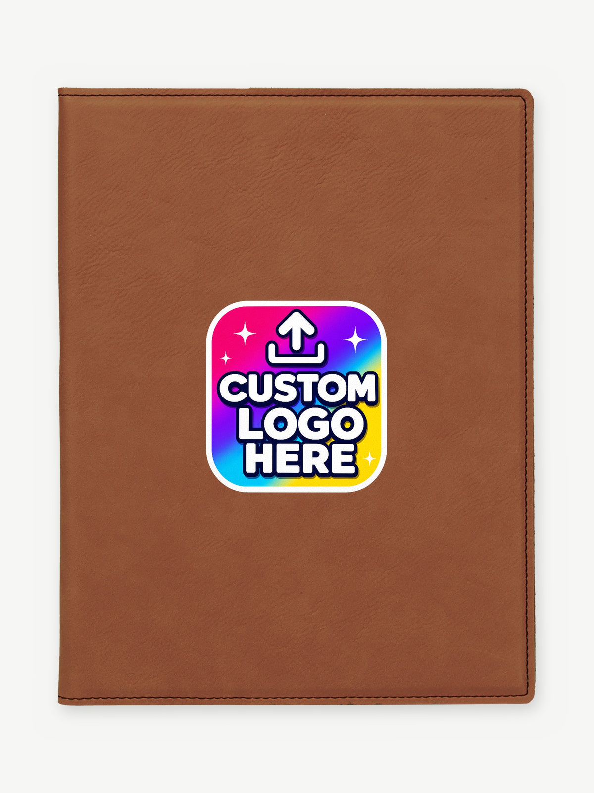 Custom 7" x 9" Leatherette Portfolio with Notepad - Rawhide (GFT275) - example full-color UV logo print