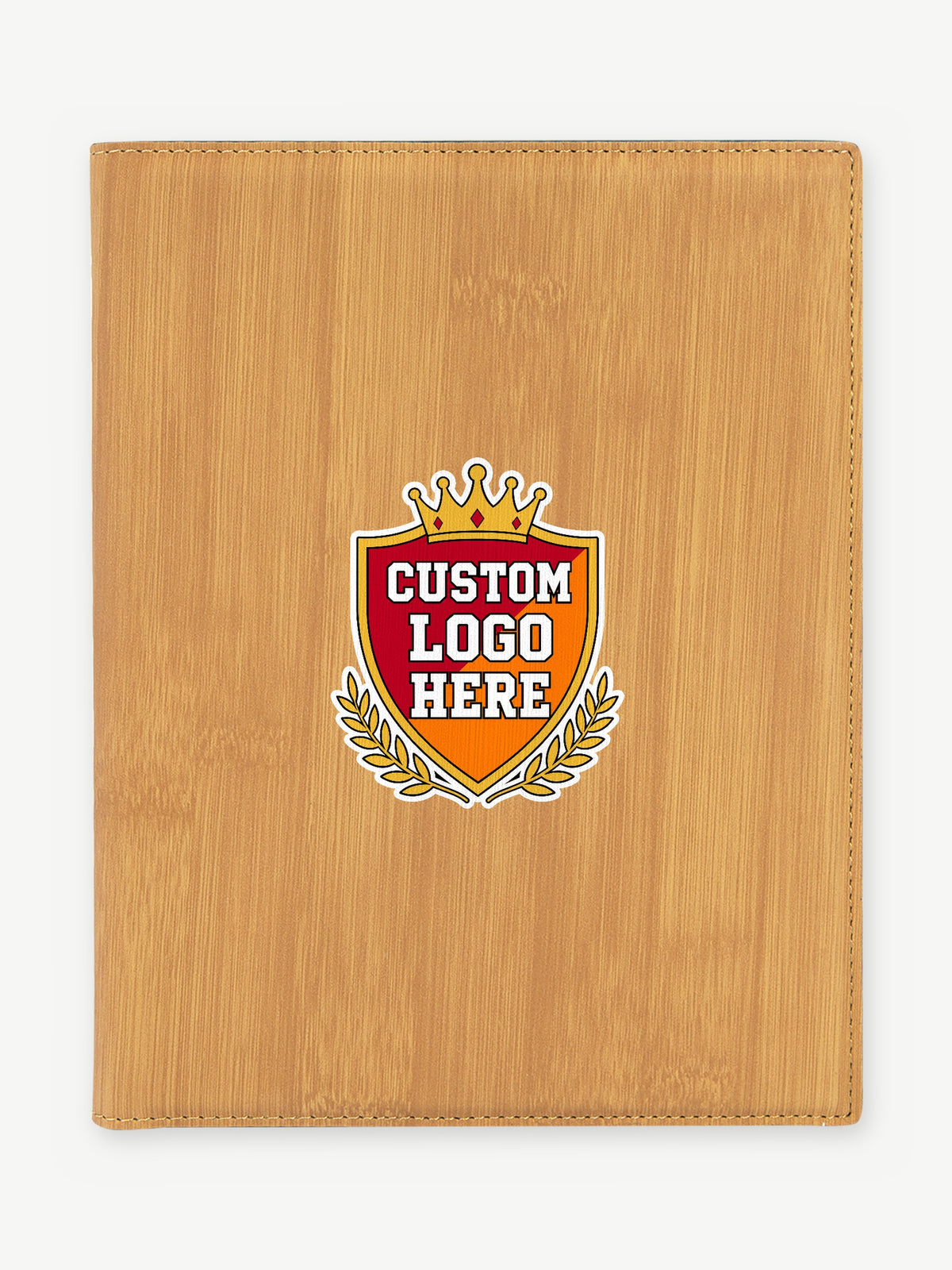 Custom 7" x 9" Leatherette Portfolio with Notepad - Bamboo (GFT881) - example full-color UV logo print