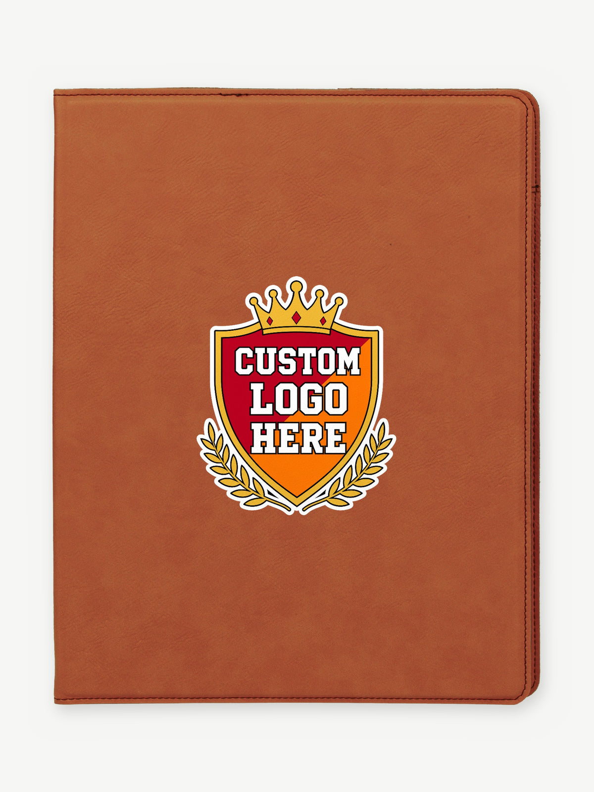 Custom 9 1/2" x 12" Leatherette Portfolio with Legal Pad - Rawhide (GFT267) - example full-color UV logo print
