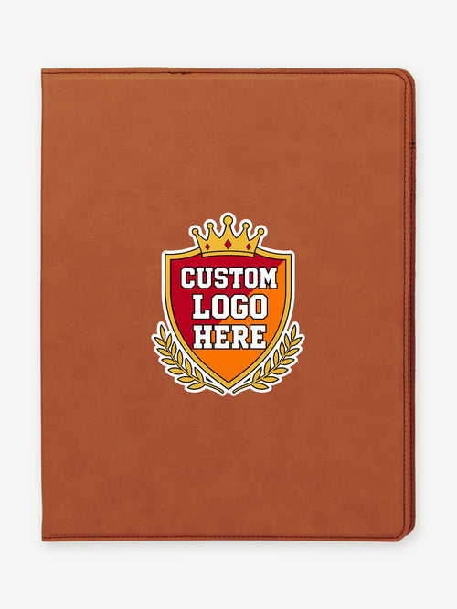 Custom 9 1/2" x 12" Leatherette Portfolio with Legal Pad - Rawhide (GFT267) - example full-color UV logo print