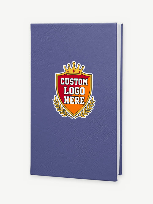 Custom 5 1/4" x 8 1/4" Leatherette Sketch Book - Purple (GFT2227) - example full-color UV print, Custom Logo Here placeholder