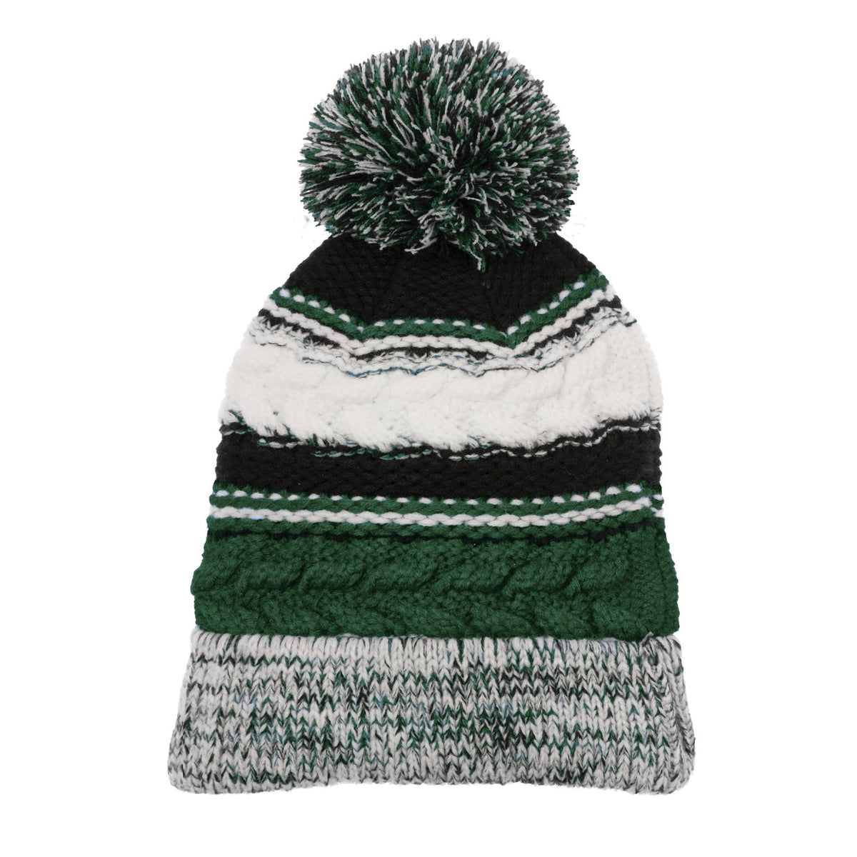Custom Forest Green/ Black/ White Pom Pom Team Beanie STC21, personalized by SanCanDo Swag in Argyle, TX